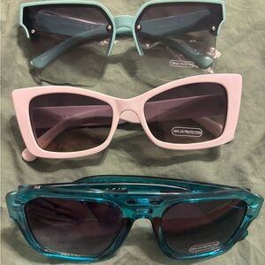Stylish Women's Sunglasses Set - Mint, White, and Teal